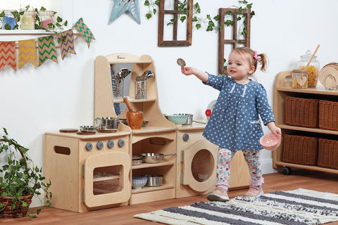 Natural Kitchen Set of 4 - Cooker, Sink, Washer, Storage Dresser (H400mm)