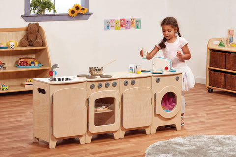 Natural Kitchen Set of 4 - Cooker, Sink, Washer, Fridge (H550mm)