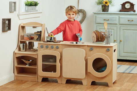 Natural Kitchen Set of 4 - Cooker, Sink, Washer, Storage Dresser (H550mm)