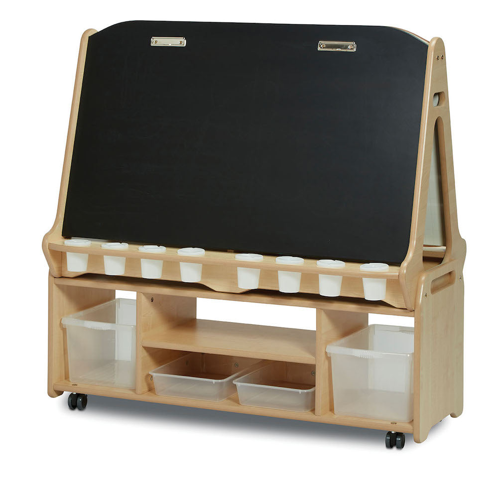 Double-sided 4 Station Easel with Tall Storage Trolley
