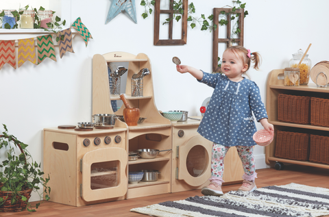 Natural Kitchen Set of 4 - Cooker, Sink, Washer, Storage Dresser (H400mm)