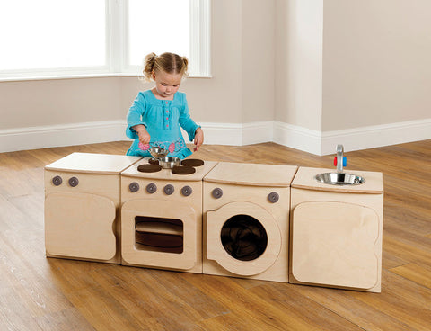 Natural Kitchen Set of 4 - Cooker, Fridge, Washer, Sink (H400mm)